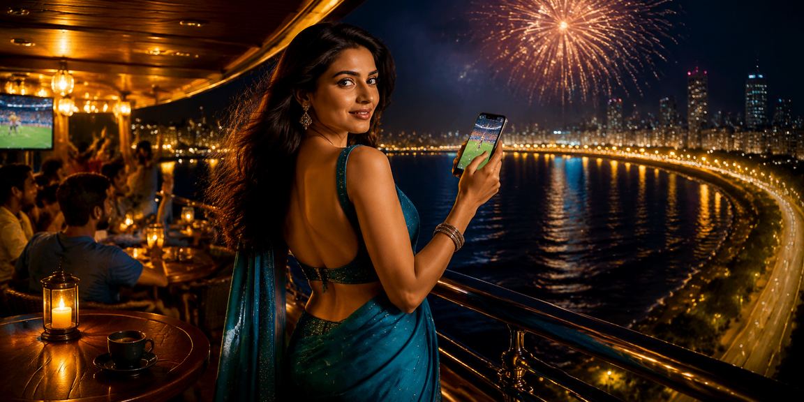 Player enjoying mobile casino responsibly at Mumbai Marine Drive